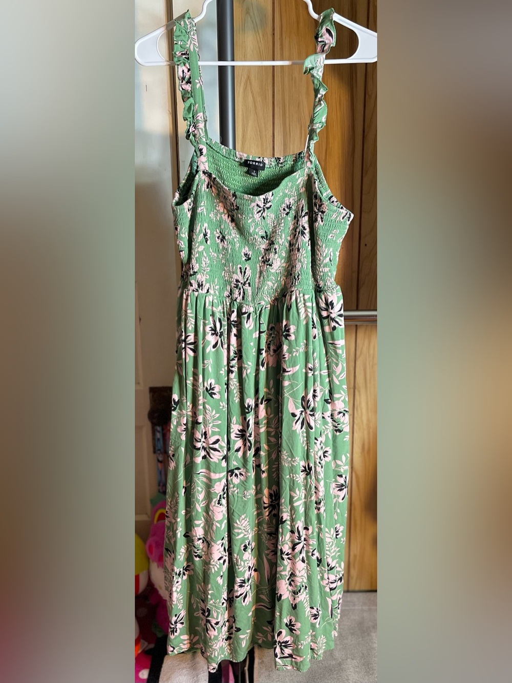 torrid Green Floral Maxi Dress with Ruffled Straps